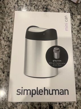 simplehuman Mini Can in Silver with Grey Trim